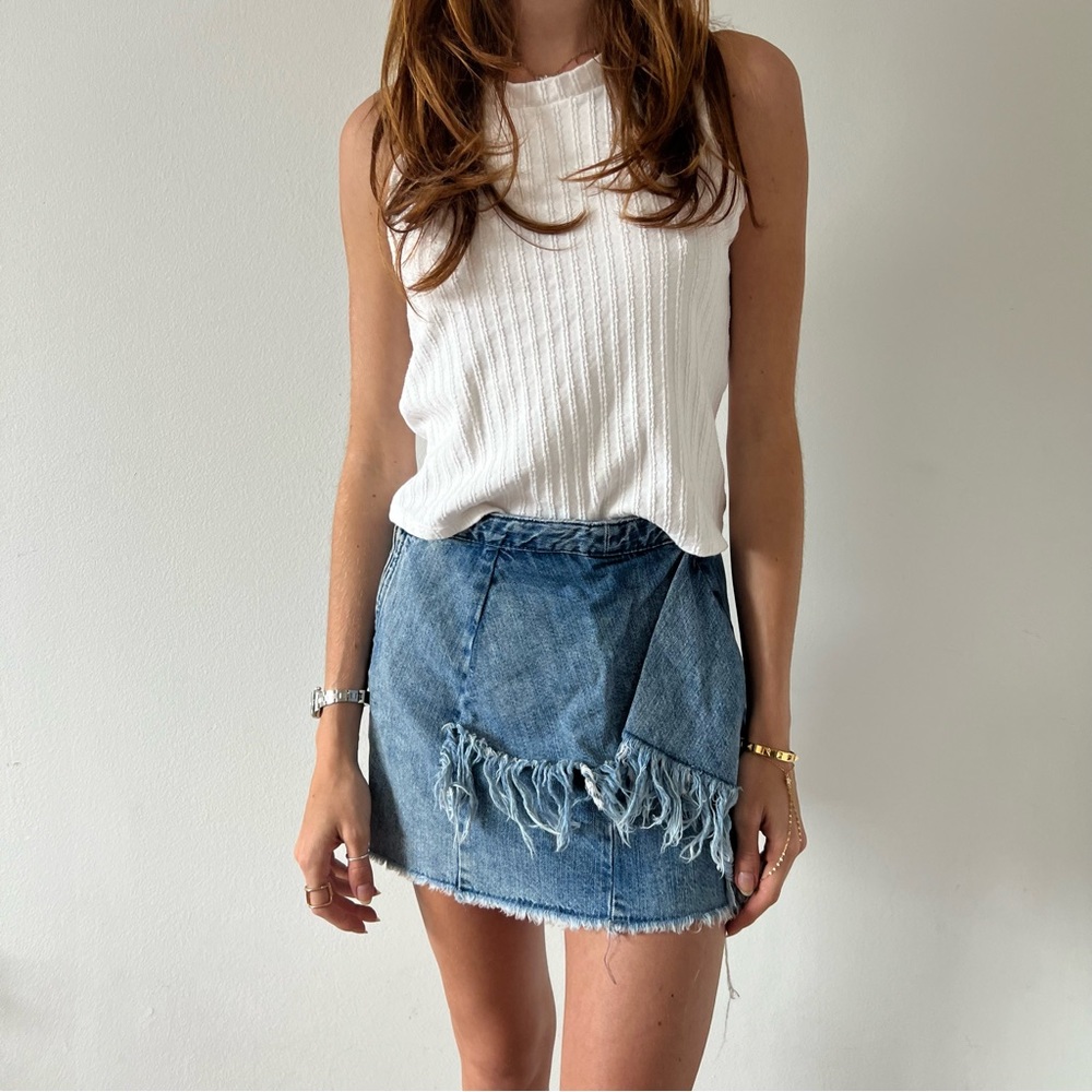 Blue denim skirt
